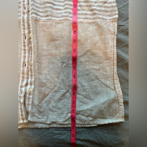 Lucky Brand Tan and Whie Striped Linen Dress Size Small - Picture 6 of 7